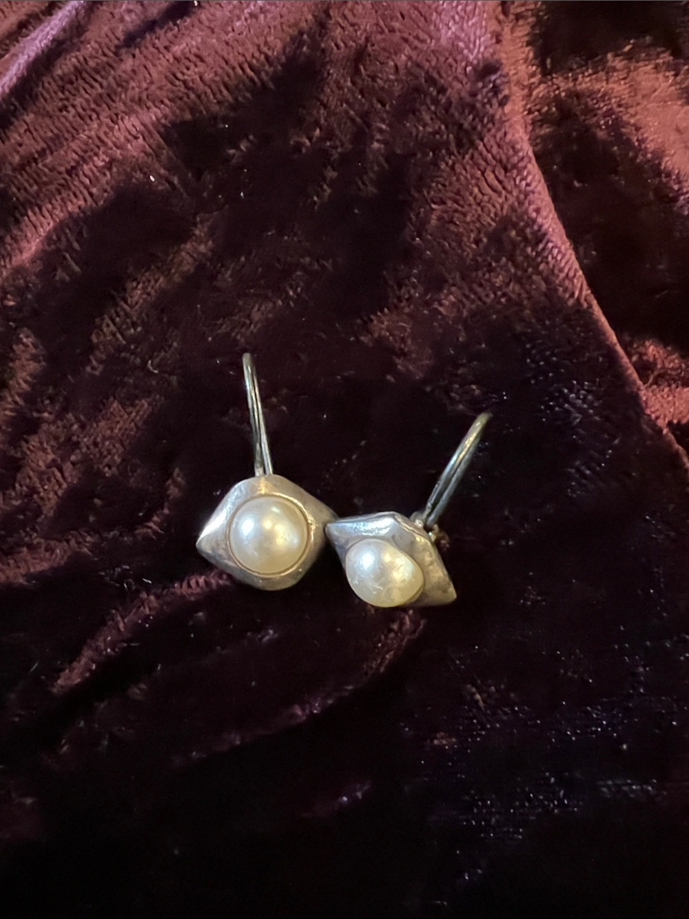Sterling and pearl pierced earrings